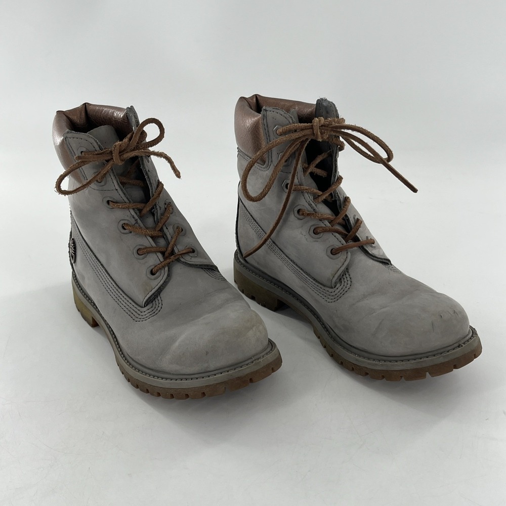 Timberland Premium 6"  Womens Boot 7.5 M Grey Silver Rose Gold Metallic - Picture 10 of 16